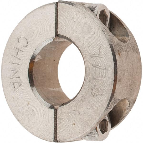 Value Collection - 7/16" Bore, Stainless Steel, Two Piece Shaft Collar - 15/16" Outside Diam, 3/8" Wide - Makers Industrial Supply