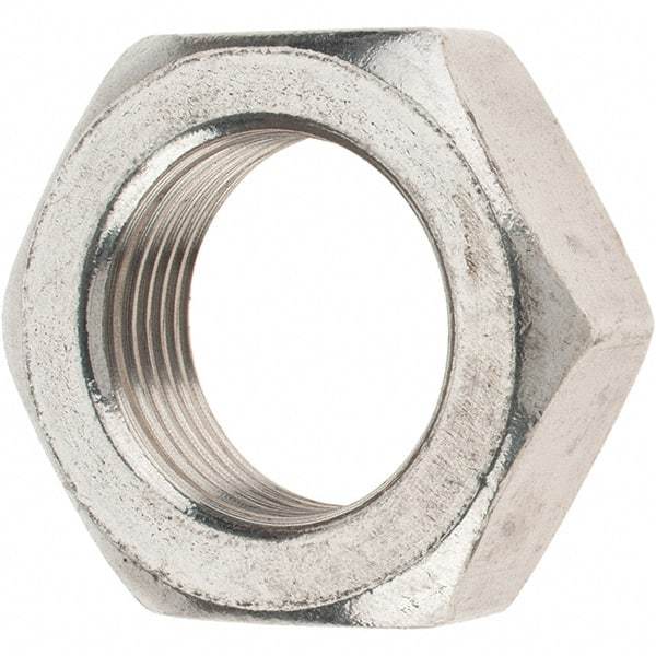 Value Collection - 1-14 UNC Stainless Steel Right Hand Hex Jam Nut - 1-1/2" Across Flats, 35/64" High - Makers Industrial Supply