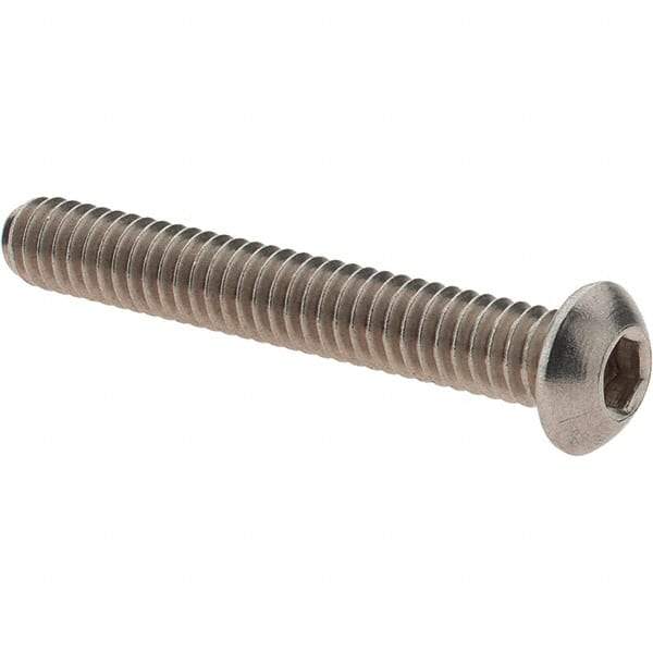 Value Collection - 1/4-20 UNC Hex Socket Drive, Button Screw - Grade 18.8 Stainless Steel, Fully Threaded, 1-3/4" Length Under Head - Makers Industrial Supply