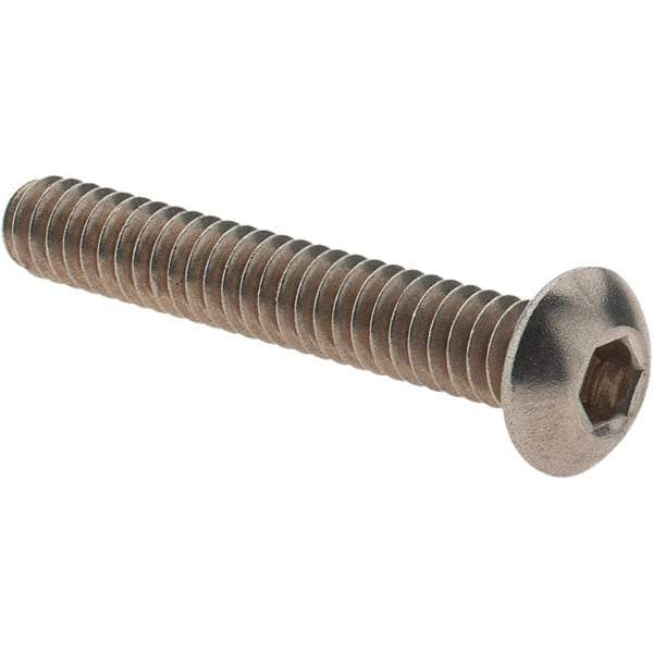 Value Collection - #10-24 UNC Hex Socket Drive, Button Screw - Grade 18.8 Stainless Steel, Fully Threaded, 1-1/4" Length Under Head - Makers Industrial Supply