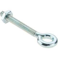 Value Collection - #10-24, Zinc-Plated Finish, Steel Wire Turned Eye Bolt - 1-3/16" Thread Length, 9/32" ID, 1-7/16" Shank Length - Makers Industrial Supply