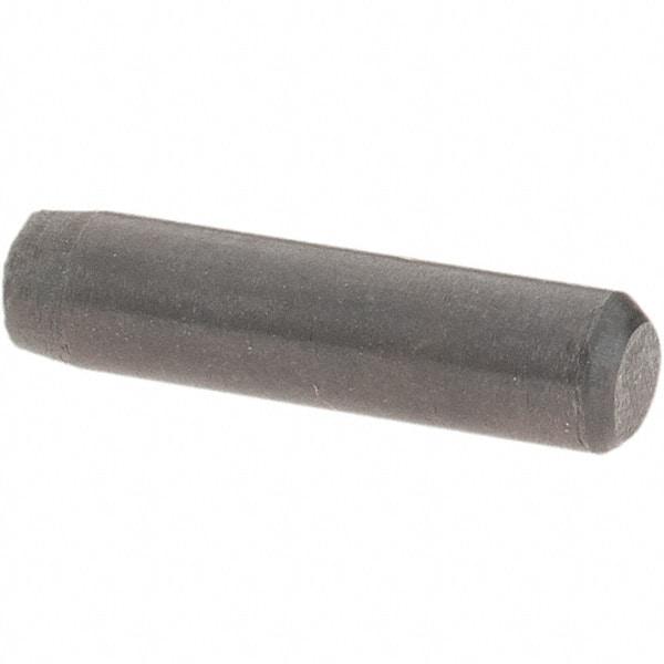 Value Collection - 1/8" Diam x 1/2" Pin Length Grade 8 Alloy Steel Standard Dowel Pin - Bright Finish, C 47-58 & C 60 (Surface) Hardness, 1,840 Lb (Single Shear), 3,680 Lb (Double Shear) Breaking Strength, 1 Beveled & 1 Rounded End - Makers Industrial Supply