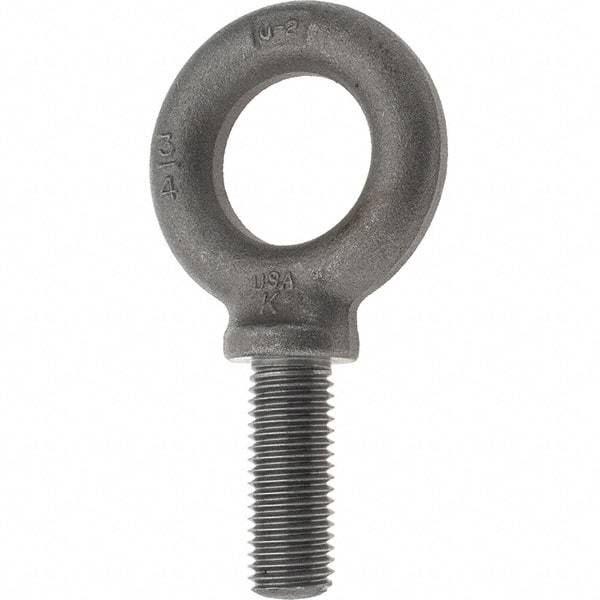 Value Collection - 5,000 Lb Capacity, Steel, 3/4-10 Thread, Fixed Lifting Eye Bolt - Fully Threaded, 2" Shank, 2" Thread Length, Shoulder - Makers Industrial Supply