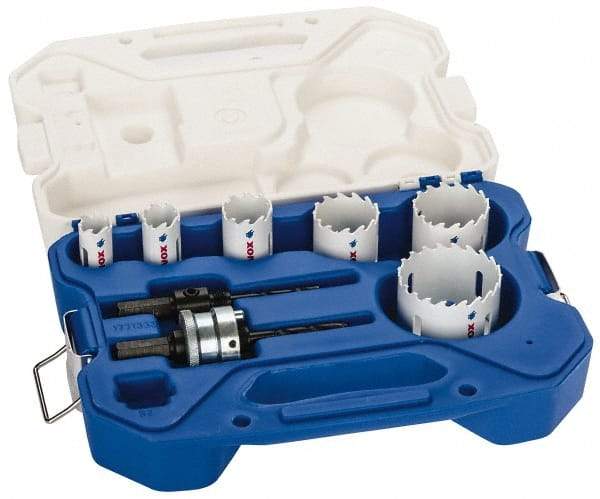 Lenox - 8 Piece, 3/4" to 2-1/4" Saw Diam, Plumber's Hole Saw Kit - Carbide-Tipped, Toothed Edge, Pilot Drill Model No. 123CT, Includes 6 Hole Saws - Makers Industrial Supply