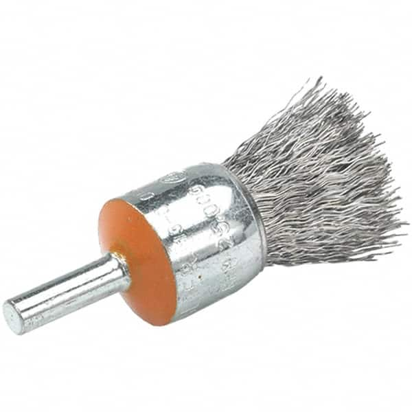 WALTER Surface Technologies - 1/2" Brush Diam, Crimped, End Brush - 1/4" Diam Shank, 25,000 Max RPM - Makers Industrial Supply