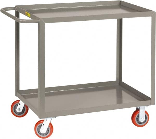 Little Giant - 2,000 Lb Capacity, 24" Wide x 54" Long x 36" High Shelf Cart - 2 Shelf, Steel, 2 Rigid/2 Swivel Casters - Makers Industrial Supply