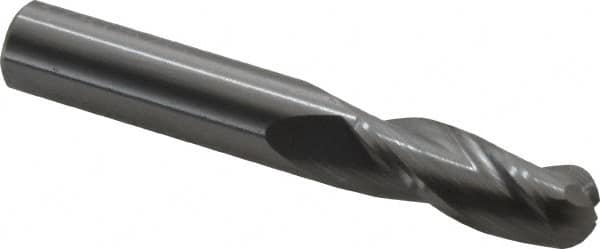 OSG - 3/8" Diam, 1" LOC, 3 Flute Solid Carbide Ball End Mill - Uncoated, Single End, 2-1/2" OAL, 3/8" Shank Diam, Spiral Flute - Makers Industrial Supply