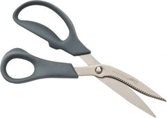 Clauss - 3-1/4" LOC, 8" OAL Titanium Standard Shears - Right Hand, Serrated, Glass Filled Nylon Offset Handle, For General Purpose Use - Makers Industrial Supply