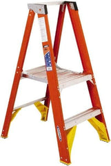 Werner - 48" 2 Step Ladder - 300 Lb Capacity, 24" Platform Height, 23-1/2" Base Width x 29-3/4" Depth - Makers Industrial Supply