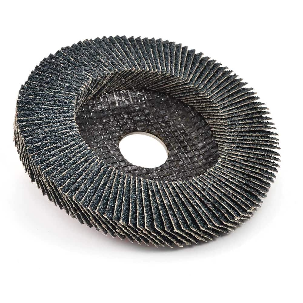 Flap Disc: 4-1/2″ Dia, 5/8-11 Hole, 80 Grit, Zirconia Alumina, Type 27 Coated, Cloth-Backed, 13,300 RPM