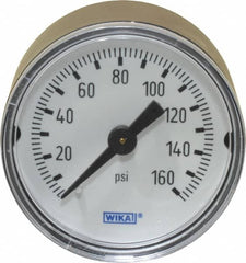 Wika - 1-1/2" Dial, 1/8 Thread, 0-160 Scale Range, Pressure Gauge - Center Back Connection Mount, Accurate to 3-2-3% of Scale - Makers Industrial Supply