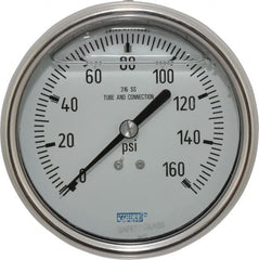 Wika - 4" Dial, 1/4 Thread, 0-160 Scale Range, Pressure Gauge - Lower Back Connection Mount, Accurate to 1% of Scale - Makers Industrial Supply