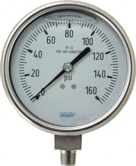 Wika - 4" Dial, 1/4 Thread, 0-160 Scale Range, Pressure Gauge - Lower Connection Mount, Accurate to 1% of Scale - Makers Industrial Supply