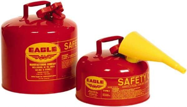 Eagle - 1 Gal Galvanized Steel Type I Safety Can - 8" High x 9" Diam, Red - Makers Industrial Supply