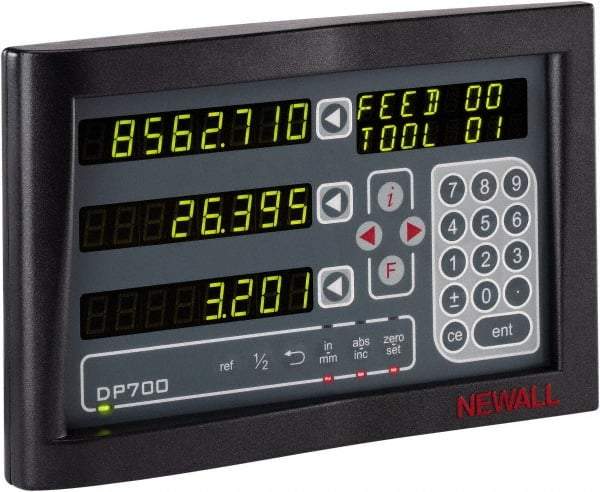 Newall - 3 Axes, Microsyn 2G & Spherosyn 2G Compatible DRO Counter - LED Display, Programmable Memory - Makers Industrial Supply