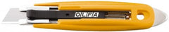 Olfa - Retractable Utility Knife - 2.84" High Carbon Tool Steel Blade, Yellow ABS Plastic/Stainless Steel Handle, 1 Blade Included - Makers Industrial Supply