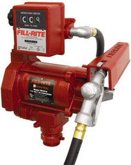 Tuthill - 20 GPM, 3/4" Hose Diam, AC Tank Pump with Manual Nozzle & 807C Meter - 1-1/4" Inlet, 3/4" Outlet, 115 Volts, 12' Hose Length, 1/3 hp - Makers Industrial Supply