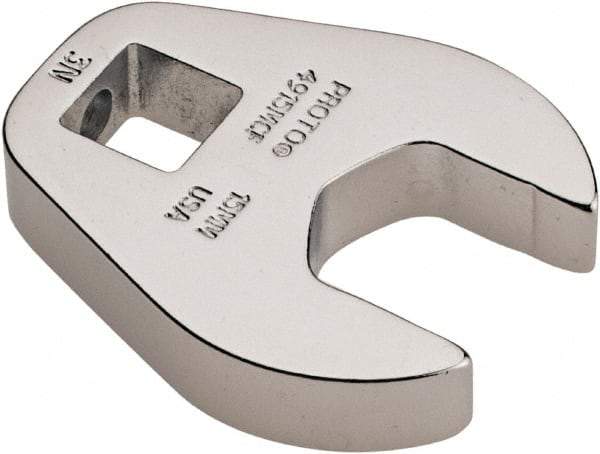 Proto - 15mm 3/8" Drive Chrome Crowfoot Wrench - 1-11/32" Head Diam x 1/4" Head Thickness, 1-5/8" OAL - Makers Industrial Supply