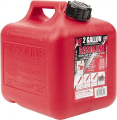 Made in USA - 2 Gal High Density Polyethylene Spill-Proof CARB Gas Can - 9-3/4" High x 9-1/4" Diam, Red - Makers Industrial Supply