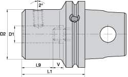 Kennametal - KM63XMZ Modular Connection, 63/64" Inside Hole Diam, 3.3465" Projection, Whistle Notch Adapter - Through Coolant - Exact Industrial Supply