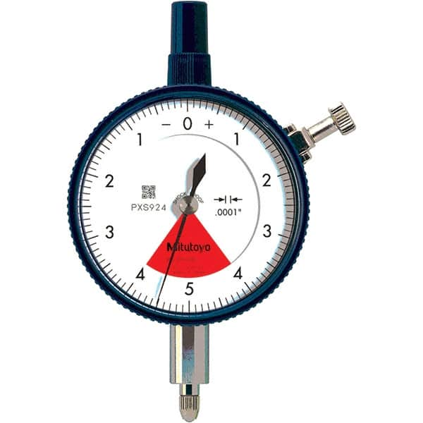 Mitutoyo - 0.008" Range, 4-0-4 Dial Reading, 0.0001" Graduation Dial Drop Indicator - 2.24" Dial, 0.01" Range per Revolution, 0.0001" Accuracy - Makers Industrial Supply