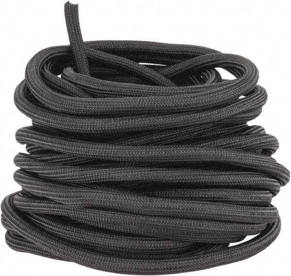 Techflex - Black Braided Cable Sleeve - 75' Coil Length, -103 to 257°F - Makers Industrial Supply