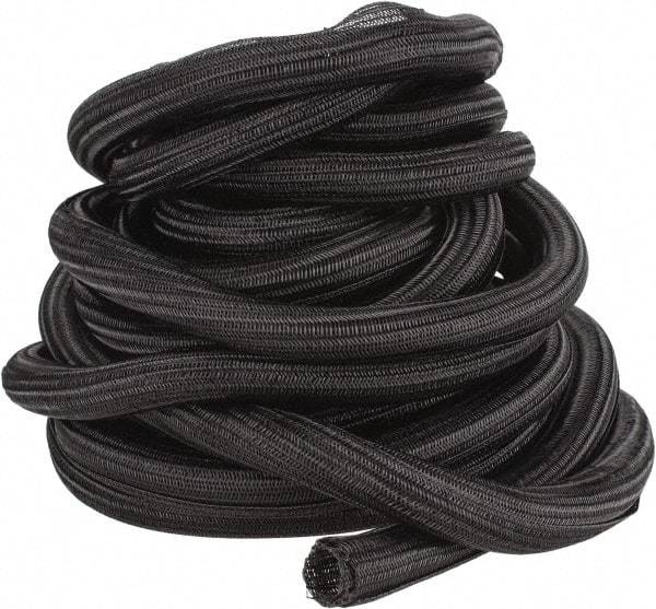 Techflex - Black Braided Cable Sleeve - 50' Coil Length, -103 to 257°F - Makers Industrial Supply