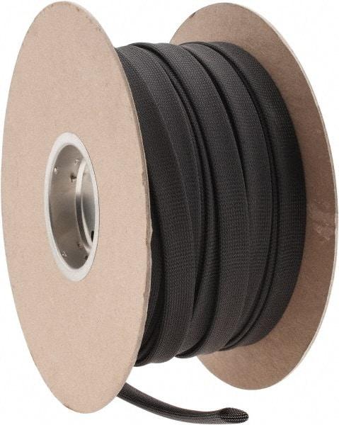 Techflex - Black Braided Expandable Cable Sleeve - 250' Coil Length, -103 to 257°F - Makers Industrial Supply