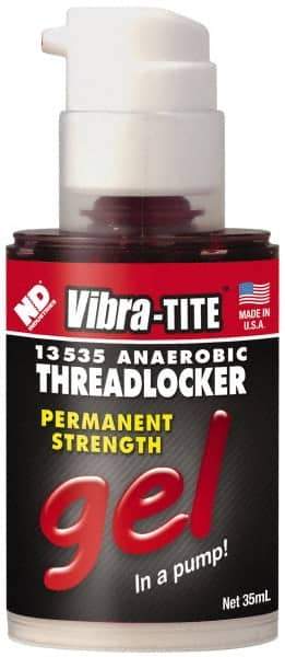 Vibra-Tite - 35 mL Bottle, Red, High Strength Gel Threadlocker - Series 135, 24 hr Full Cure Time, Hand Tool, Heat Removal - Makers Industrial Supply