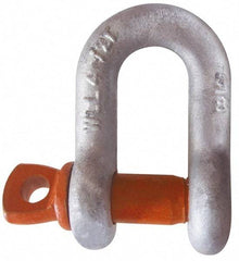 CM - 1/4" Nominal Chain Size, 0.75 Ton Carbon Steel Screw Chain Shackle - 13/32" Diam, 9/32" Pin Diam, 15/32" Wide Inside Jaw, 15/32" Inside Width - Makers Industrial Supply