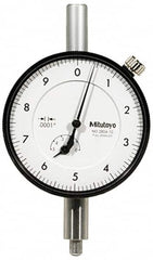 Mitutoyo - 1mm Range, 0-10-0 Dial Reading, 0.001mm Graduation Dial Drop Indicator - 57mm Dial, 0.2mm Range per Revolution, 0.004mm Accuracy, Revolution Counter - Makers Industrial Supply