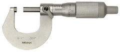 Mitutoyo - 0 to 25mm Range, 0.001mm Graduation, Mechanical Outside Micrometer - Ratchet Stop Thimble, Accurate to 0.0001" - Makers Industrial Supply