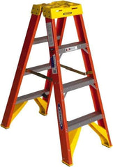 Werner - 3 Steps, 4' High, Type IA Rating, Fiberglass Step Ladder - 300 Lb Capacity, 19-7/8" Base Width - Makers Industrial Supply