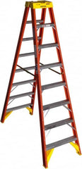 Werner - 7 Steps, 8' High, Type IA Rating, Fiberglass Step Ladder - 300 Lb Capacity, 26-7/8" Base Width - Makers Industrial Supply