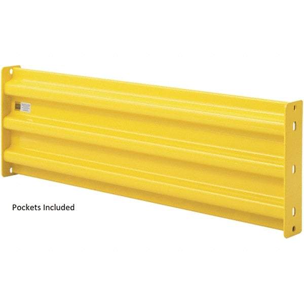 Steel King - 7' Long x 14" High, Yellow Steel Straight Heavy Duty Guard Rail - 3 Rails Accommodated, 2-1/2" Deep, 54 Lb - Makers Industrial Supply