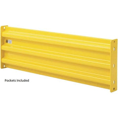 Steel King - 7' Long x 14" High, Yellow Steel Straight Heavy Duty Guard Rail - 3 Rails Accommodated, 2-1/2" Deep, 54 Lb - Makers Industrial Supply