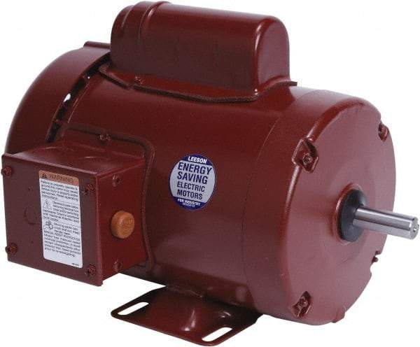 Leeson - 1 Max hp, 1,800 Max RPM, Electric AC DC Motor - 115/208-230 V Input, Single Phase, 56 Frame, 5/8" Shaft Diam, Rigid Base Mount, TEFC Enclosure - Makers Industrial Supply