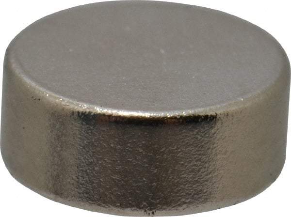 Mag-Mate - 1/4" Diam x 0.1" High Neodymium Rare Earth Magnet - 1 Lb Max Capacity, 200°F Max, Nickel Plated - Makers Industrial Supply