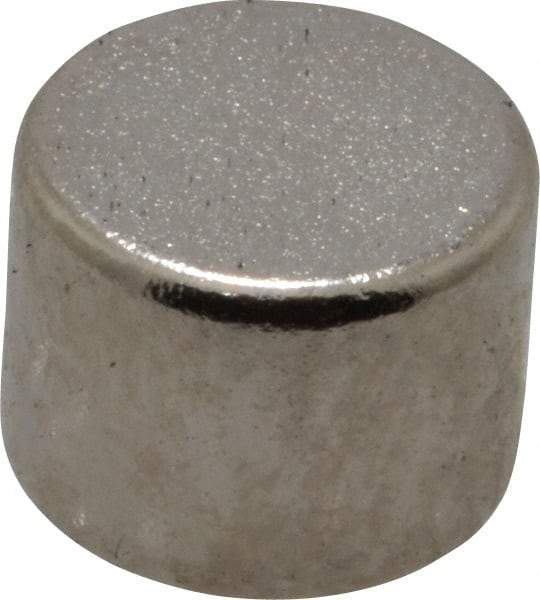 Mag-Mate - 1/4" Diam x 3/16" High Neodymium Rare Earth Magnet - 1.5 Lb Max Capacity, 200°F Max, Nickel Plated - Makers Industrial Supply