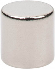 Mag-Mate - 1/4" Diam x 1/4" High Neodymium Rare Earth Magnet - 1.8 Lb Max Capacity, 200°F Max, Nickel Plated - Makers Industrial Supply