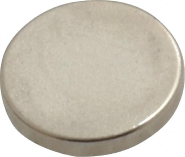 Mag-Mate - 3/8" Diam x 0.06" High Neodymium Rare Earth Magnet - 1 Lb Max Capacity, 200°F Max, Nickel Plated - Makers Industrial Supply