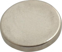 Mag-Mate - 3/8" Diam x 0.06" High Neodymium Rare Earth Magnet - 1 Lb Max Capacity, 200°F Max, Nickel Plated - Makers Industrial Supply