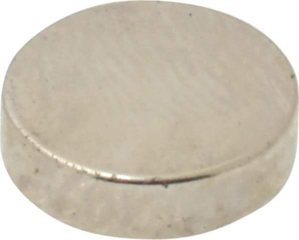 Mag-Mate - 3/8" Diam x 0.1" High Neodymium Rare Earth Magnet - 2 Lb Max Capacity, 200°F Max, Nickel Plated - Makers Industrial Supply