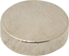 Mag-Mate - 3/8" Diam x 0.1" High Neodymium Rare Earth Magnet - 2 Lb Max Capacity, 200°F Max, Nickel Plated - Makers Industrial Supply