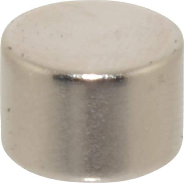 Mag-Mate - 3/8" Diam x 1/4" High Neodymium Rare Earth Magnet - 4.6 Lb Max Capacity, 200°F Max, Nickel Plated - Makers Industrial Supply