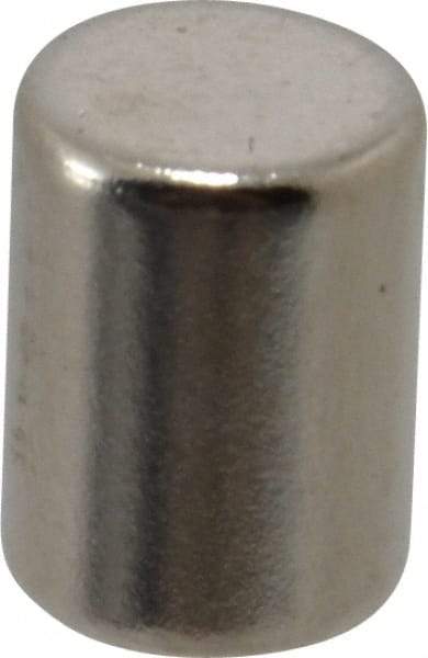 Mag-Mate - 3/8" Diam x 1/2" High Neodymium Rare Earth Magnet - 6.7 Lb Max Capacity, 200°F Max, Nickel Plated - Makers Industrial Supply