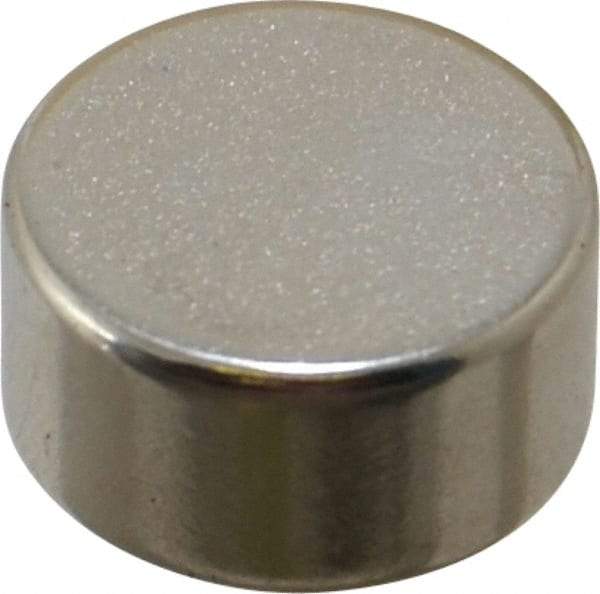 Mag-Mate - 1/2" Diam x 1/4" High Neodymium Rare Earth Magnet - 6.5 Lb Max Capacity, 200°F Max, Nickel Plated - Makers Industrial Supply