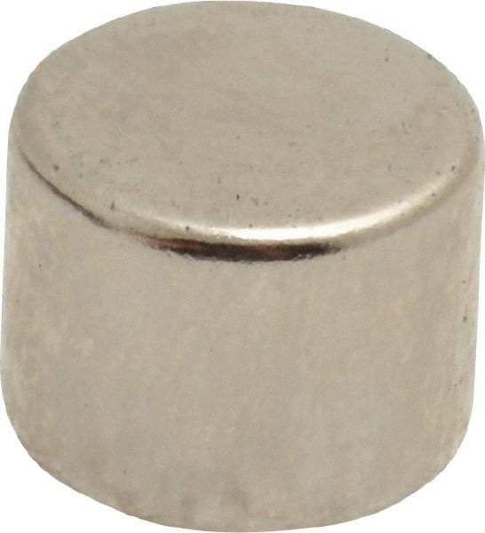 Mag-Mate - 1/2" Diam x 3/8" High Neodymium Rare Earth Magnet - 8.9 Lb Max Capacity, 200°F Max, Nickel Plated - Makers Industrial Supply