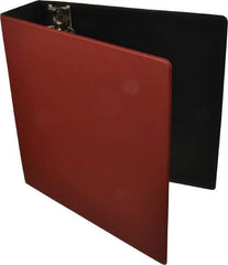 UNIVERSAL - 3" Sheet Capacity, 8-1/2 x 11", Round Ring Binder With Label Holder - Suede Finish Vinyl Cover, Red - Makers Industrial Supply