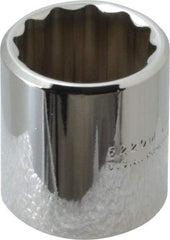 Proto - 3/8" Drive, Standard Hand Socket - 12 Points, 1-3/16" OAL, Chrome Finish - Makers Industrial Supply